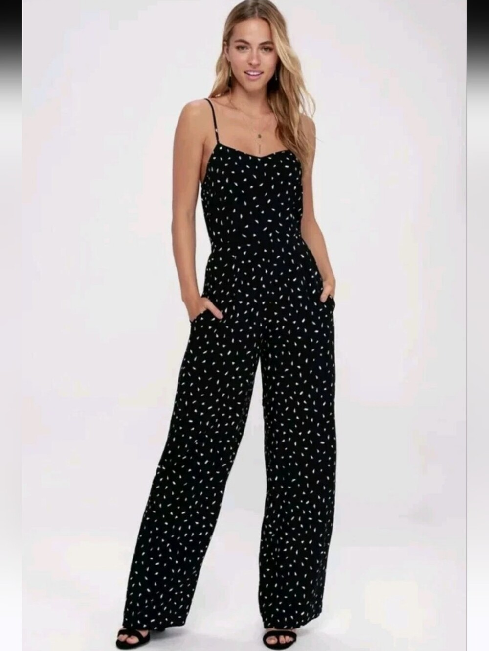 Lulu's In Demand Blank And White Print Full Length Jumpsuit